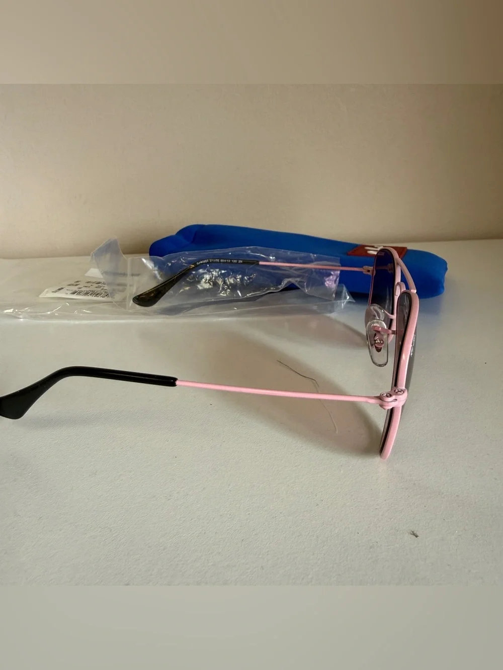 Ray-Ban Kids Pink Aviator Sunglasses with Blue Pouch ORJ9506S 211/7E